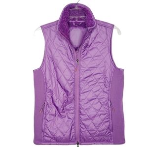 LL Bean Women’s Small Vest Fleece Lined Fitness Purple Quilted Stretch Sides